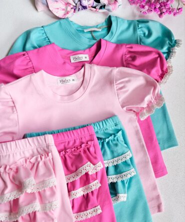Kolarki z falbankami i koronką 80-104, z kokardą 110-122 Helen