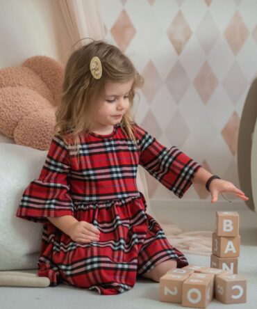 Sukienka czerwona krata święta sesja 98-128 Chrisma