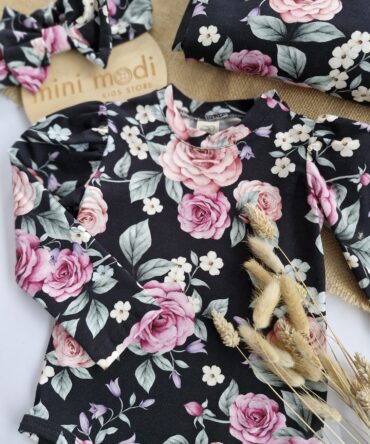 Body / bluzka kwiaty na czerni + MAMA 80 - 134 Haydi