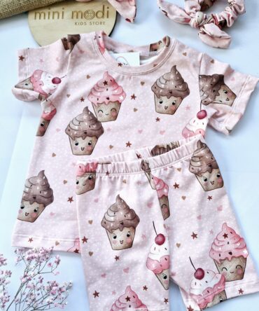 Komplet dla dziewczynki babeczki na różu 92-134 Haydi