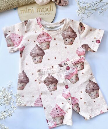Komplet dla dziewczynki babeczki na beżu 92-134 Haydi