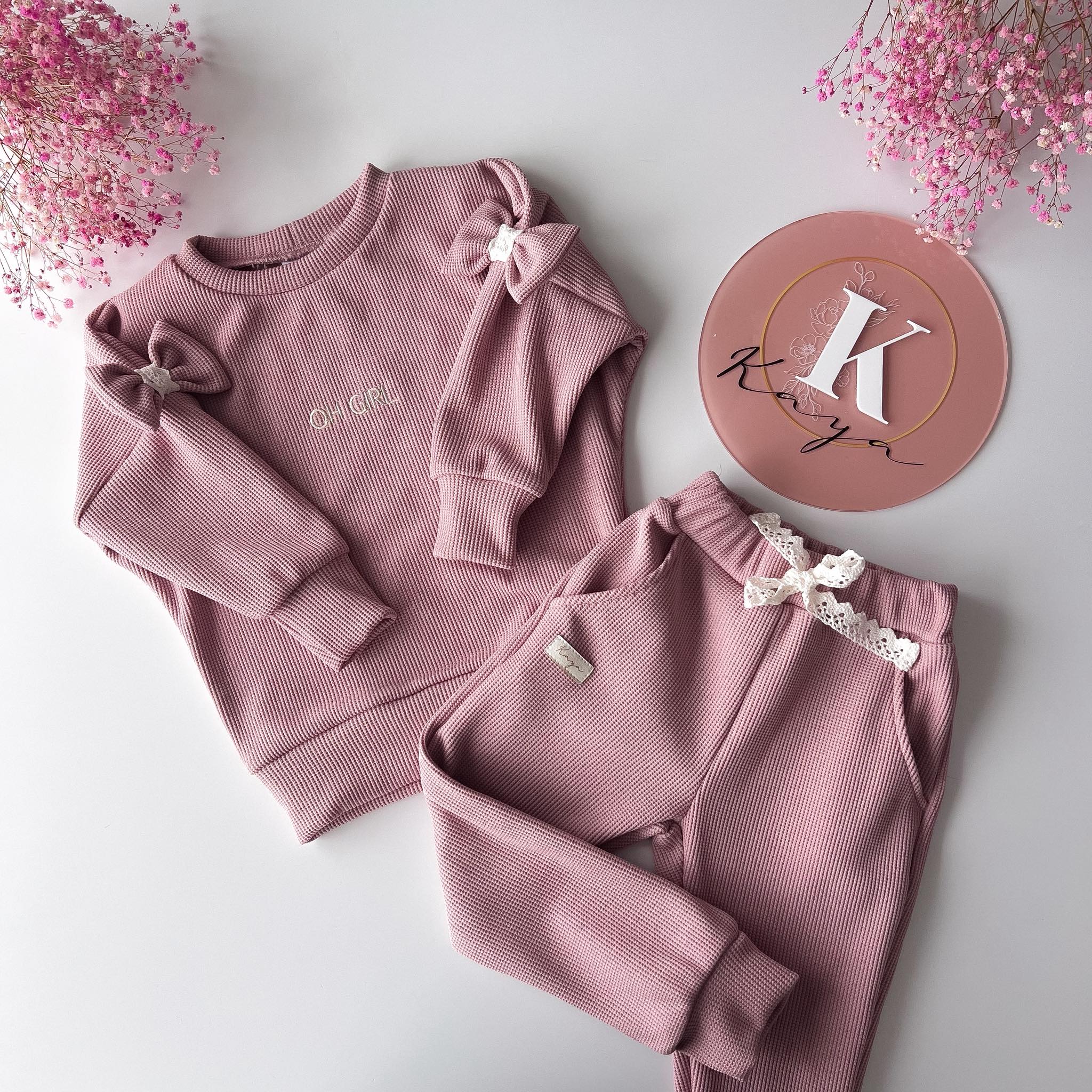 Komplet dresowy lekko ocieplany Oh Girl fuksja, puder róż 92-128 Kaya - obrazek 2