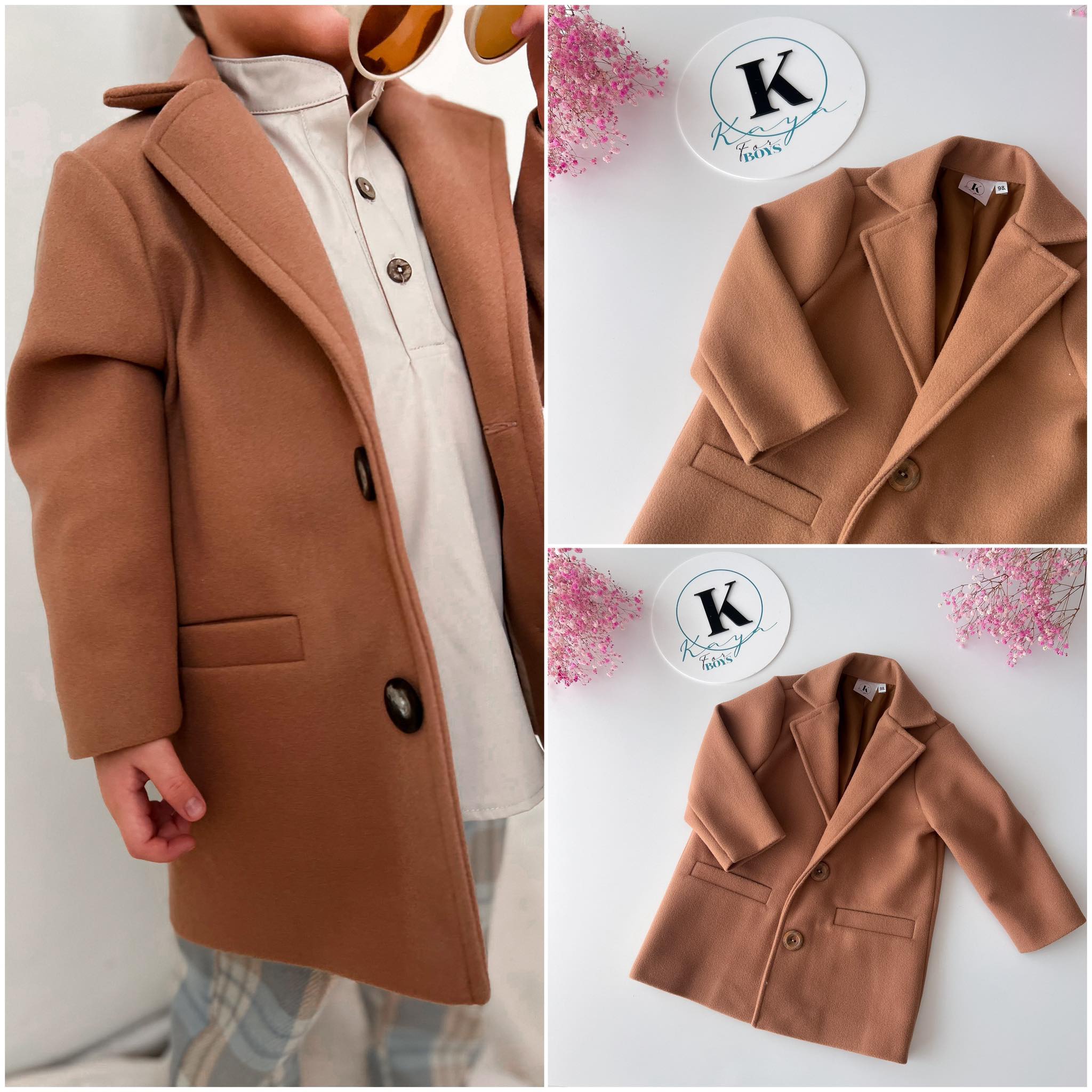 Płaszczyk chłopięcy camelowy 98 - 134 Kaya - obrazek 3