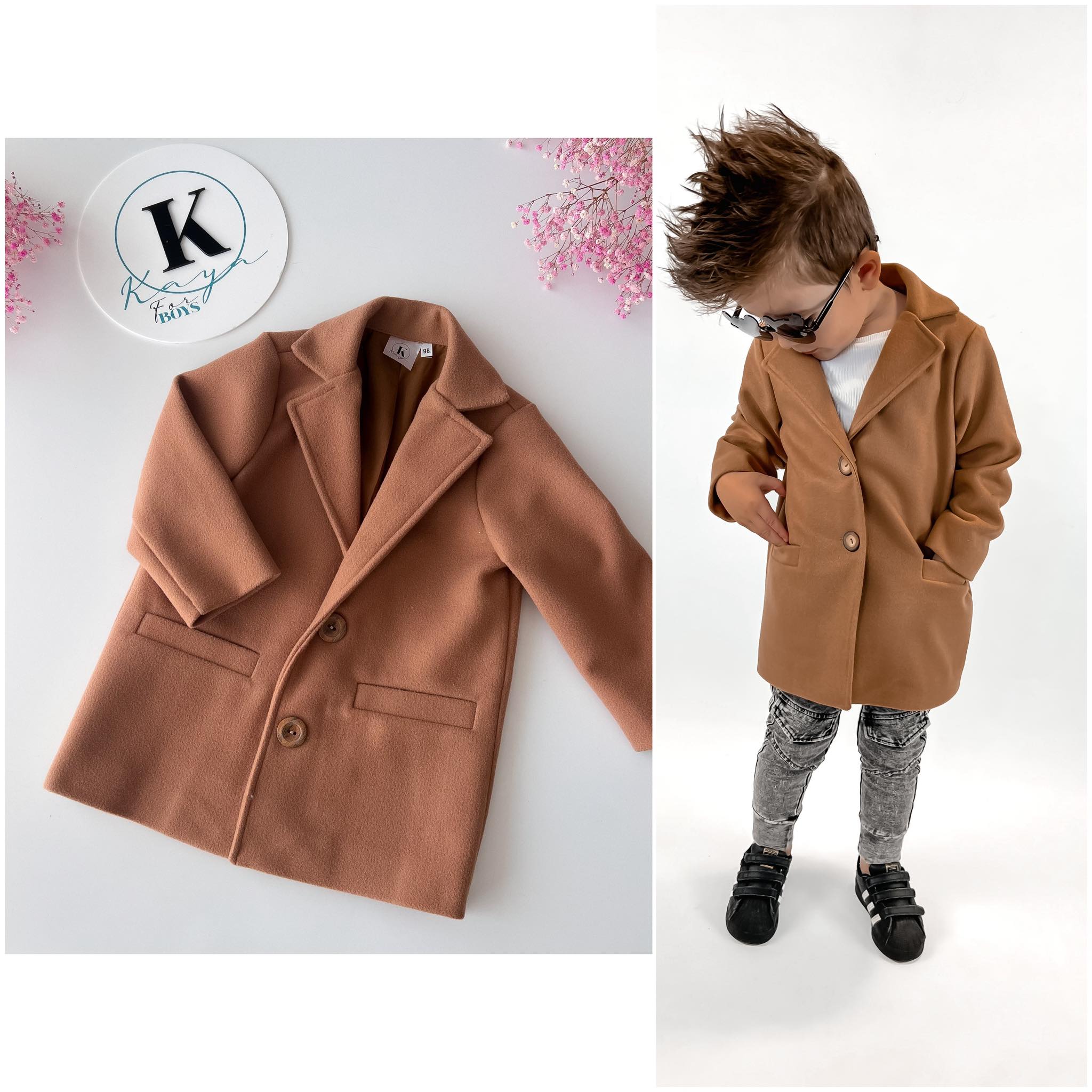 Płaszczyk chłopięcy camelowy 98 - 134 Kaya - obrazek 4