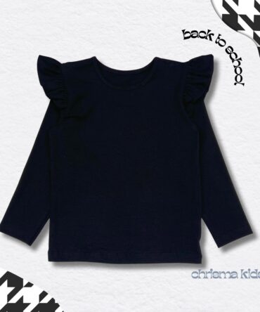 Bluzka dla dziewczynki z długim rękawkiem czarna Chrisma