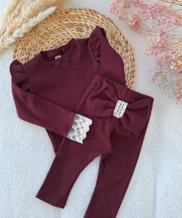 Legginsy prążek z kokardą BORDO Nikol kids