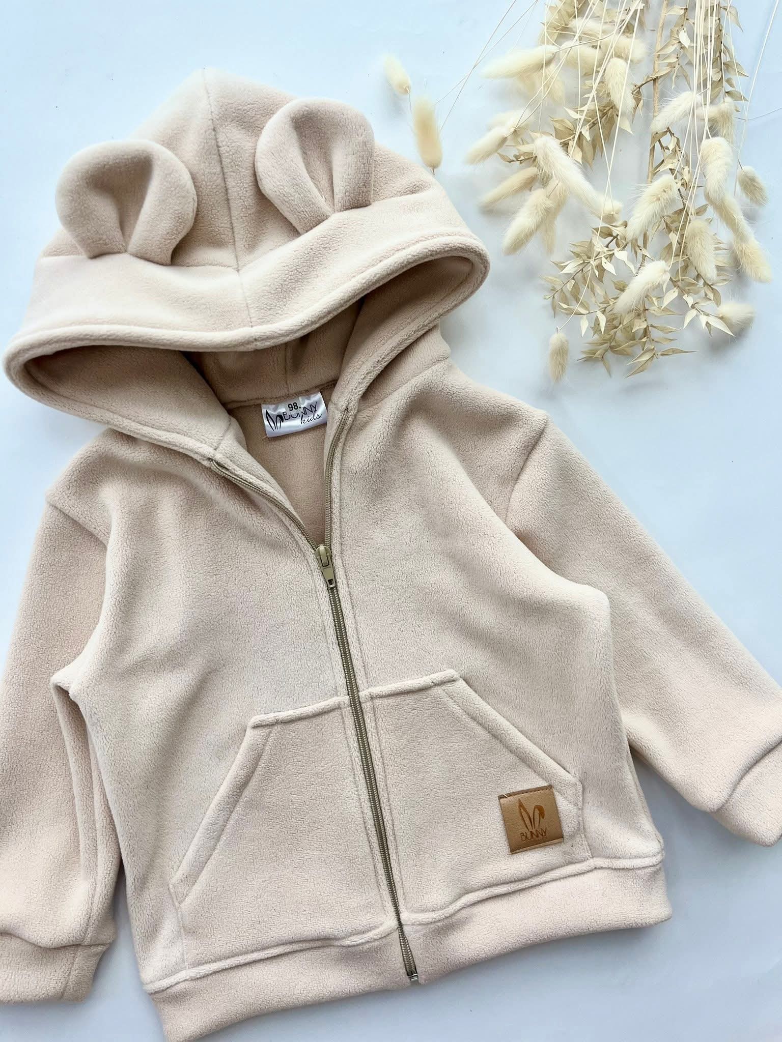 Polarowa bluza z uszami beżowa BUNNY KIDS