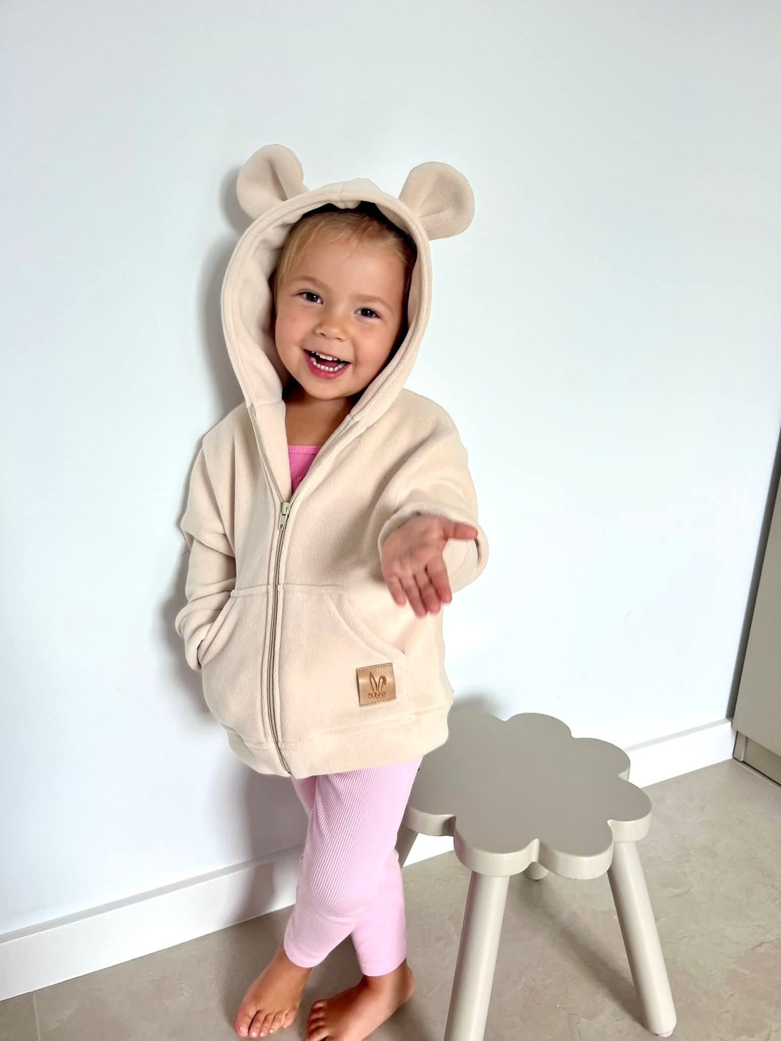 Polarowa bluza z uszami beżowa BUNNY KIDS - obrazek 3