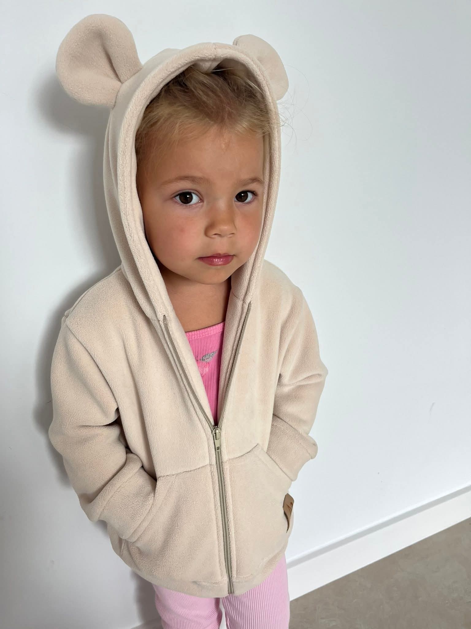 Polarowa bluza z uszami beżowa BUNNY KIDS - obrazek 4