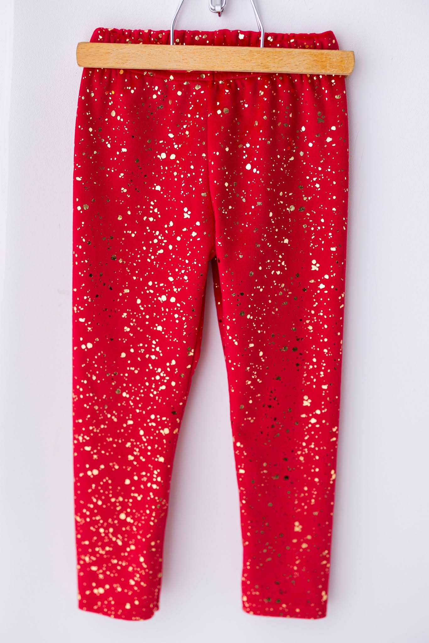 Welurowe czerwone legginsy ze złotkiem dla dziewczynki Lily Grey