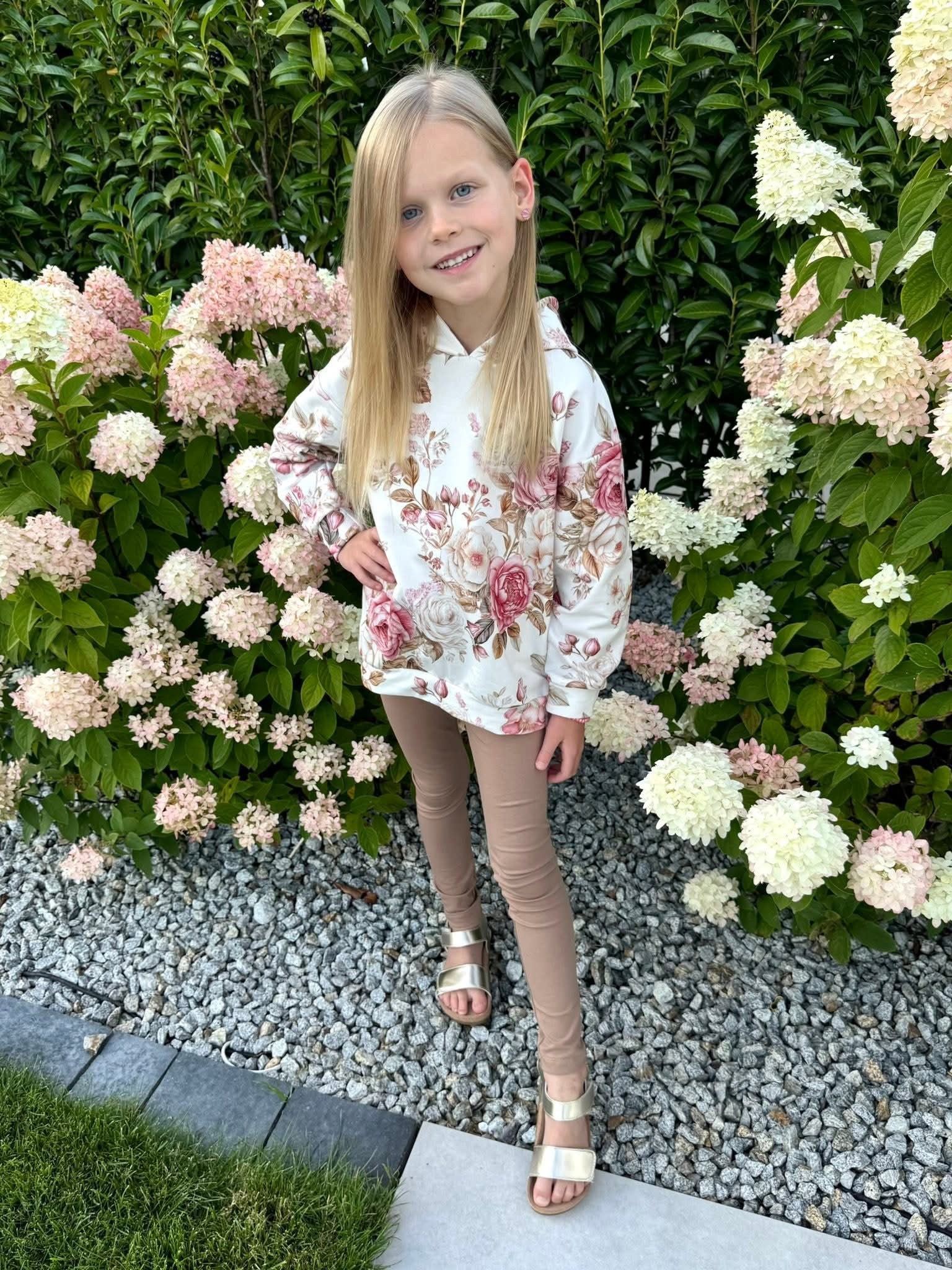 Bluza z kapturem kwiaty na kremie mama & córka Haydi