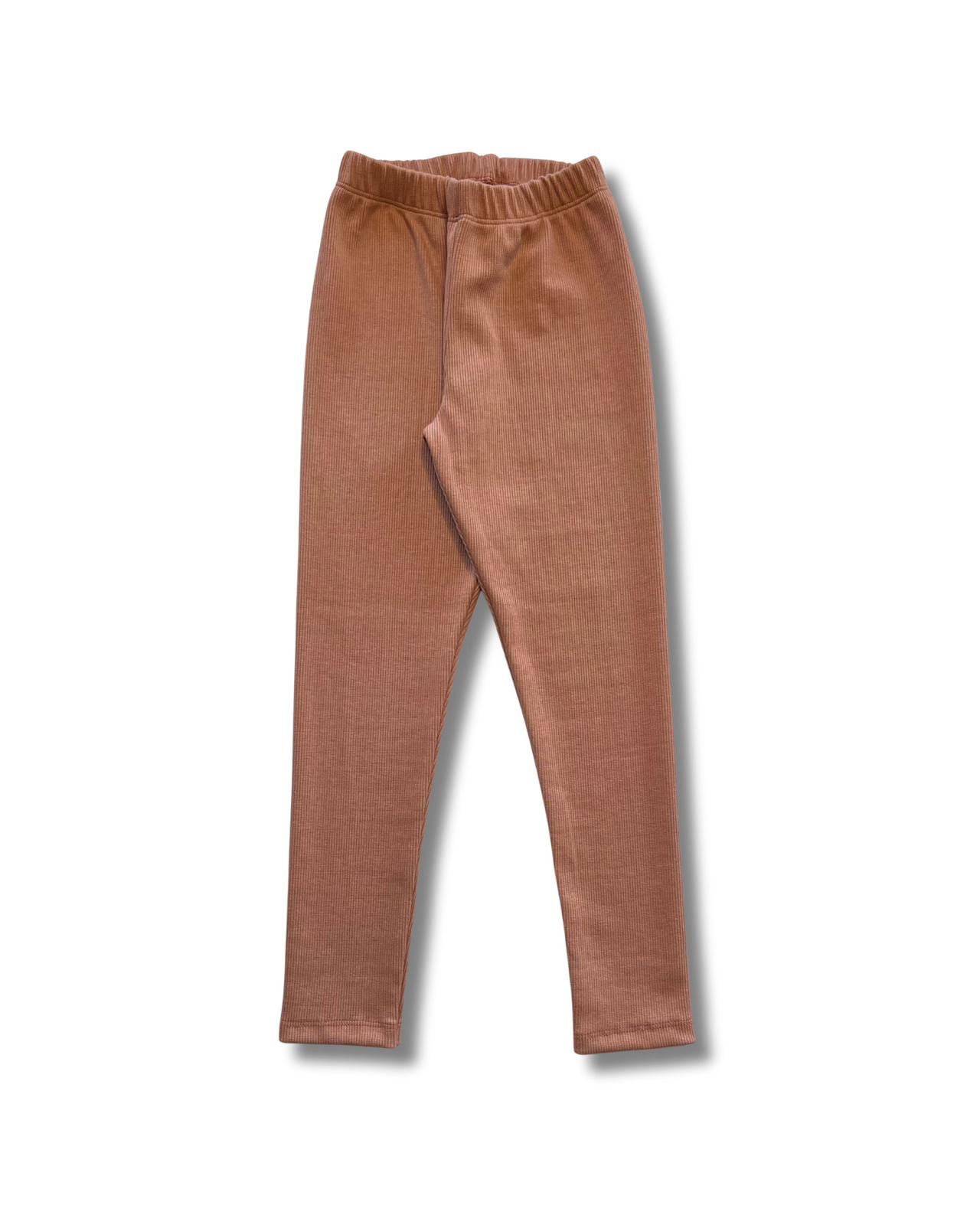 Legginsy dla dziewczynki prążek BRĄZOWE Chrisma