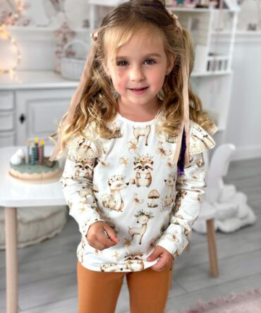 Bluzka dla dziewczynki z długim rękawkiem leśne zwierzątka Chrisma