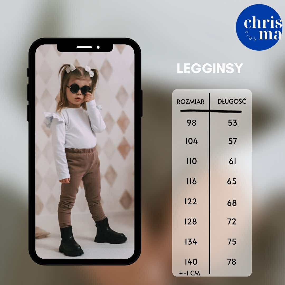 Legginsy dla dziewczynki prążek BRĄZOWE Chrisma - obrazek 3