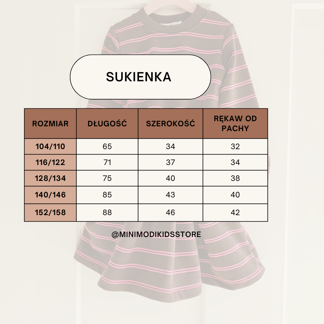 Sukienka dla dziewczynki czekoladowa w paski Igomill - obrazek 3