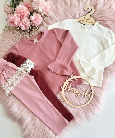 Legginsy bawełniane dla dziewczynki z koronką Haydi