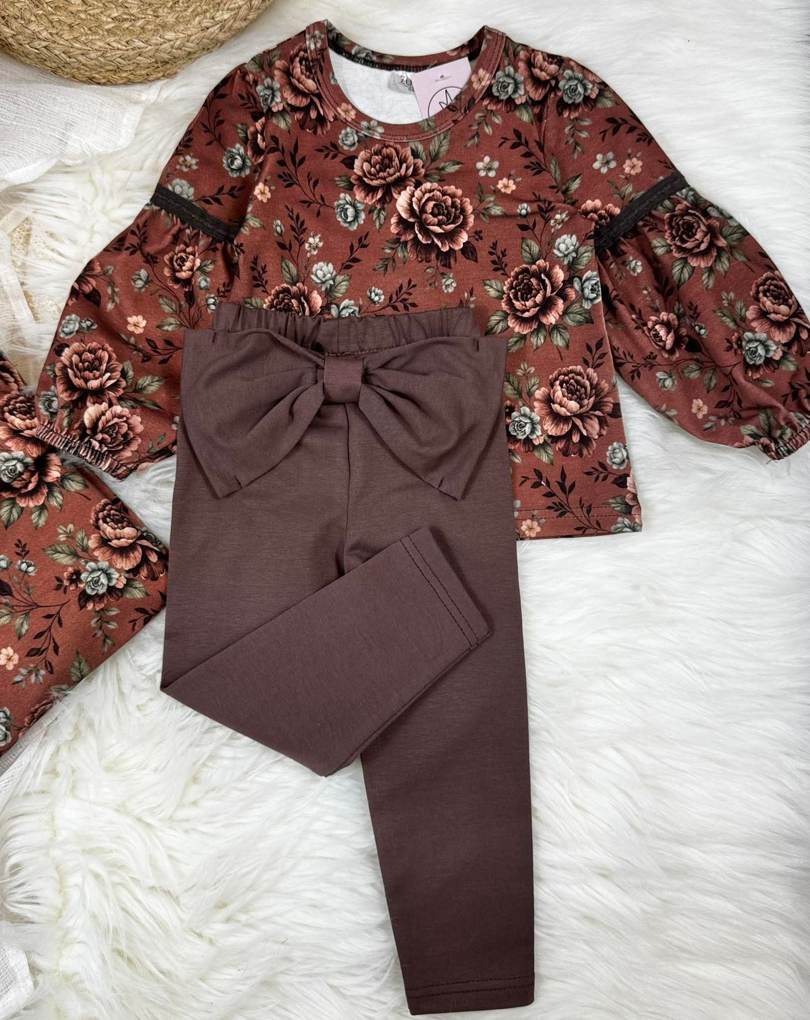 Legginsy dla dziewczynki brązowe z kokardą Zula