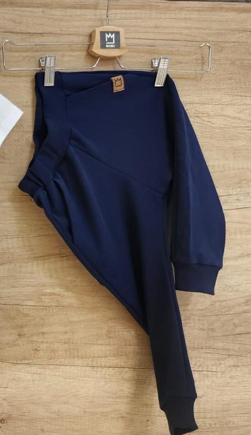 Spodnie ocieplane "krzywa nóżka" granatowe Mimi