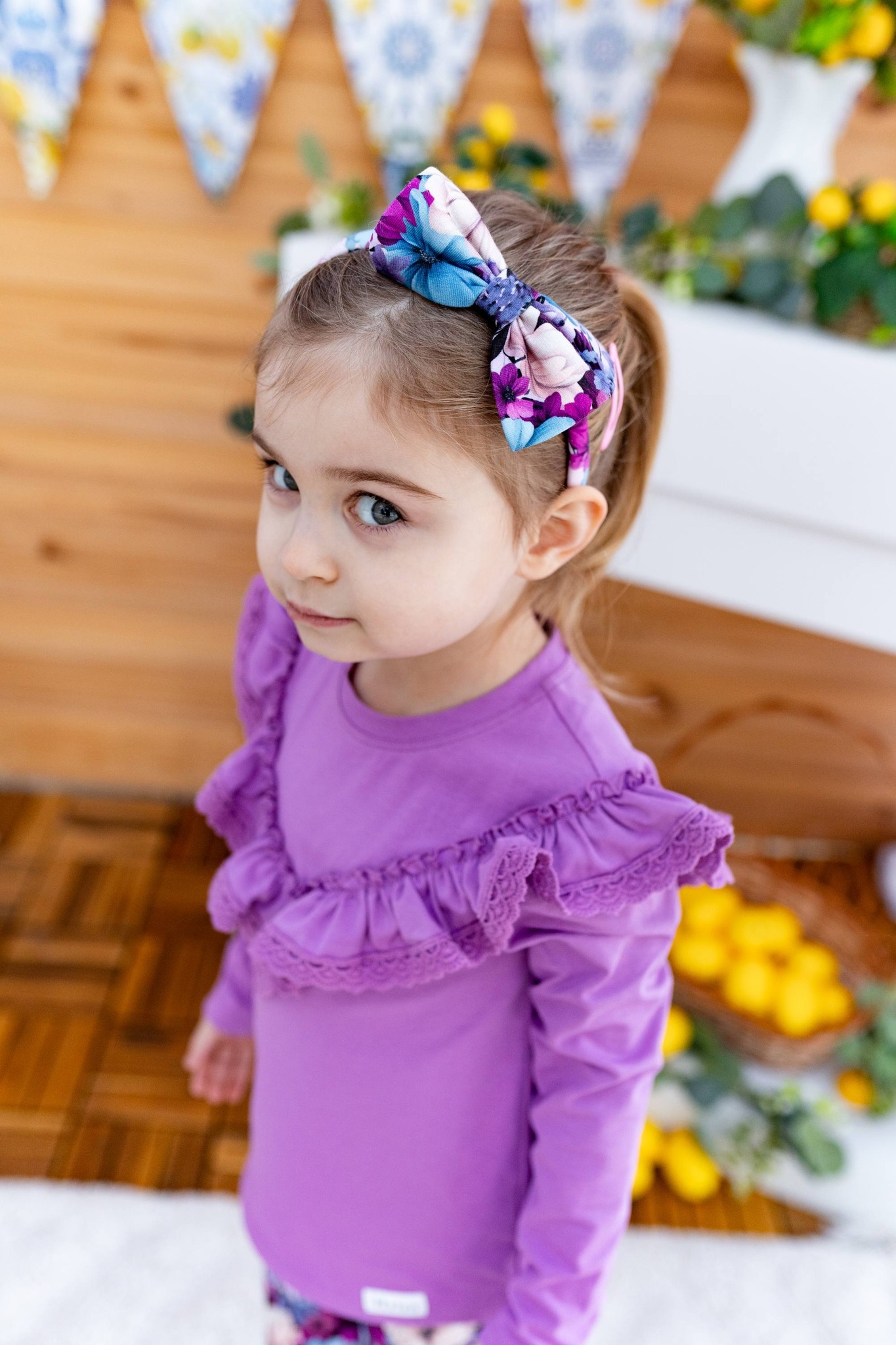 Bluzka ciepła lila z koronką V Helen - obrazek 2