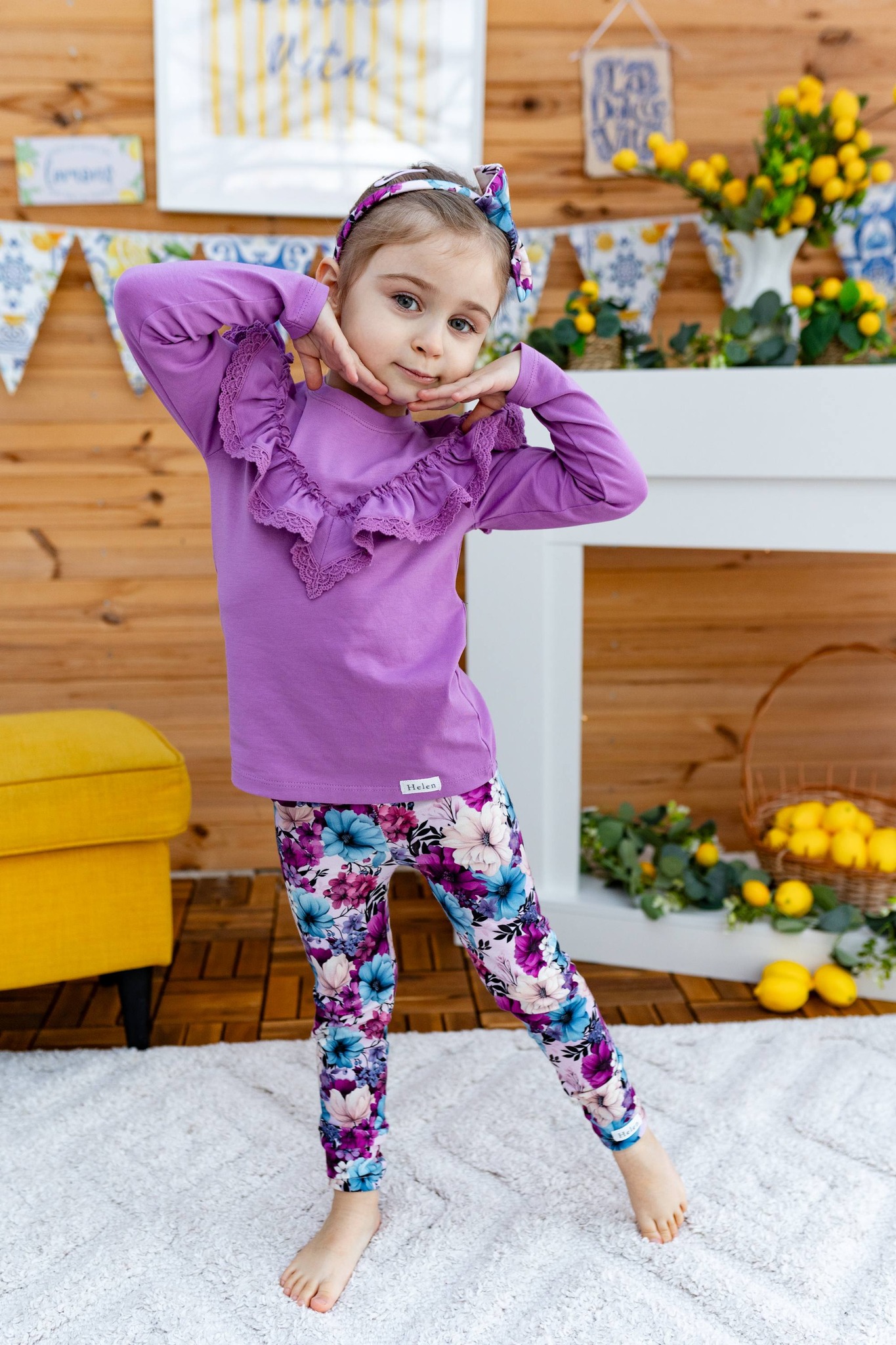 Bluzka ciepła lila z koronką V Helen