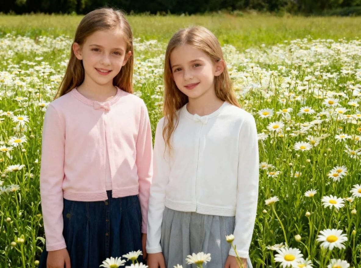 Sweterek dla dziewczynki BIAŁY; RÓŻOWY