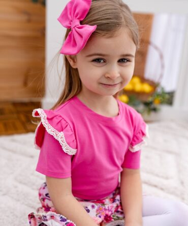 Bluzka dziewczęca fuksja z koronką Helen