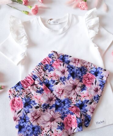 Bluzka dziewczęca ecru z koronką Helen