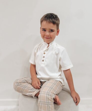 Spodnie elegant beżowa krata Kaya