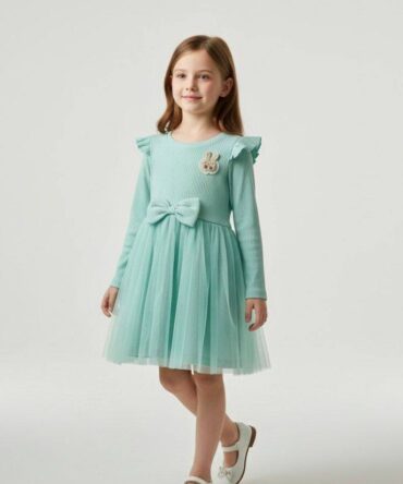 Miętowa sukienka bawełniana z tiulem Breeze