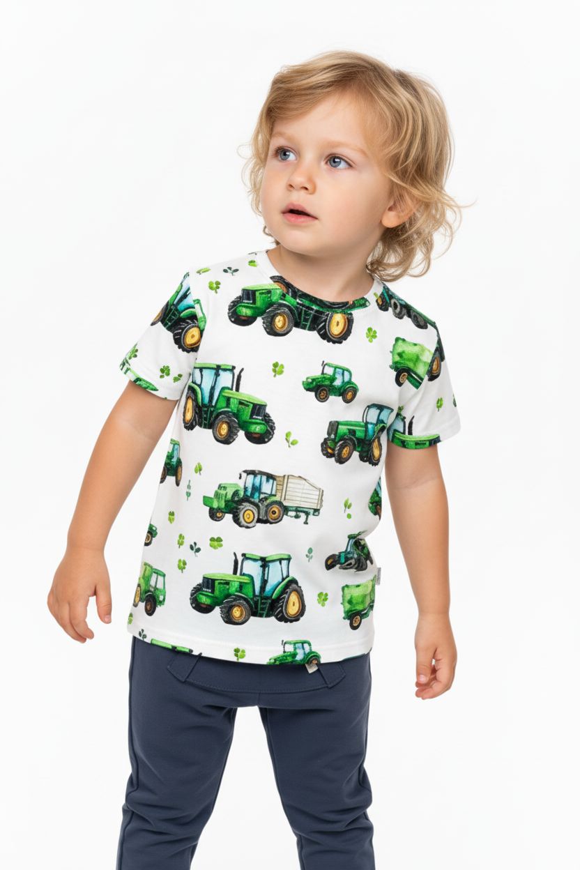 Bluzka chłopięca w zielone traktory Chrisma