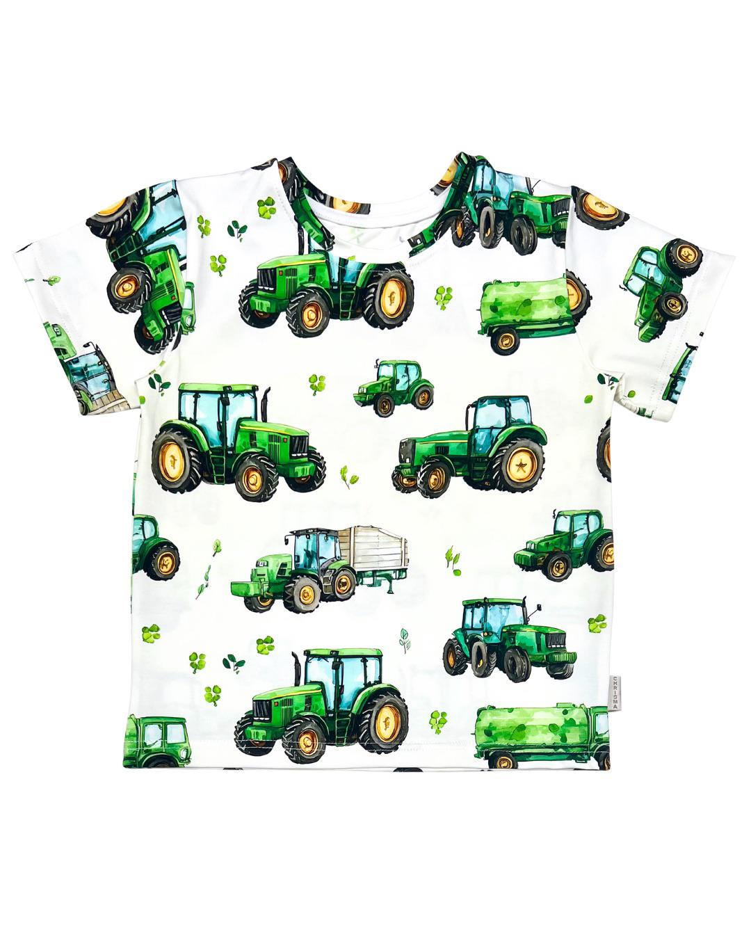Bluzka chłopięca w zielone traktory Chrisma - obrazek 3