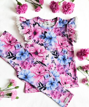 Legginsy dla dziewczynki różowe kwiaty Helen