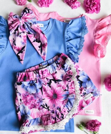 Spódnico - spodenki dla dziewczynki różowe kwiaty Helen
