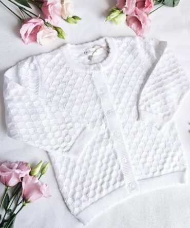 Sweterki ażurowe dla dziewczynki BIAŁE Helen
