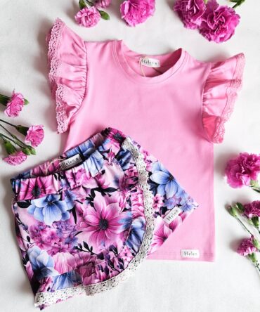 Bluzka dziewczęca wachlarz cukierek z koronką Helen
