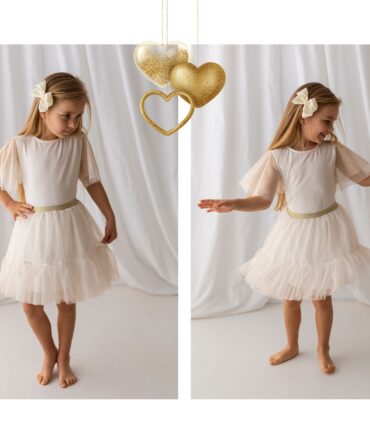 Bluzka błękitna z tiulem BEŻOWA Lily Grey