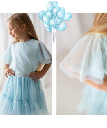 Bluzka błękitna z tiulem BŁĘKITNA Lily Grey