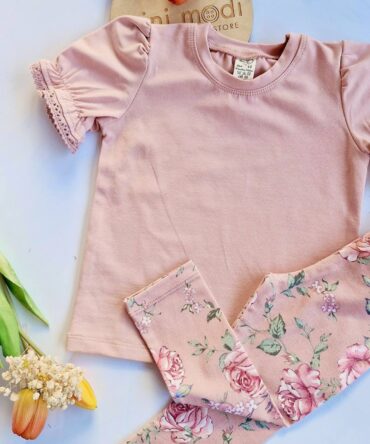 Legginsy kwiaty na różu Haydi