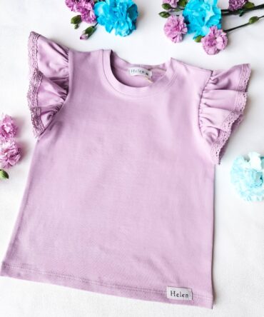 Bluzka dziewczęca wachlarz ciepła lila z koronką Helen