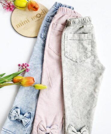 Legginsy bawełniane a la jeans dekatyzacja jasna
