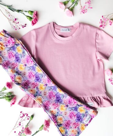 Bluzka oversize z falbanką PUDER róż Helen