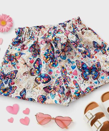 Bawełniane szorty w motylki z kokardką Haydi