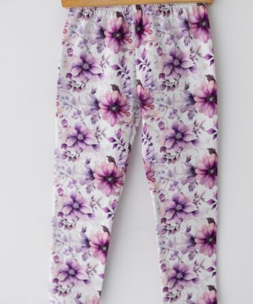 Legginsy dla dziewczynki w liliowe kwiaty Lily Grey