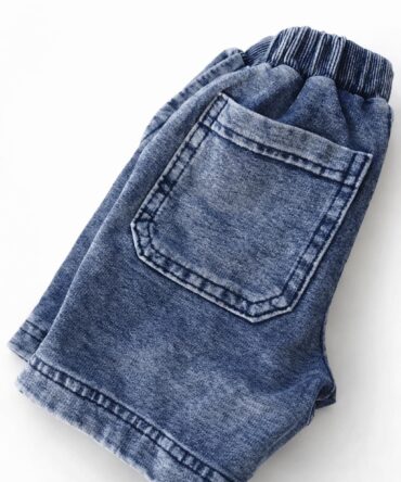 Szorty chłopięce bawełniane a la jeans dekatyzacja niebieska