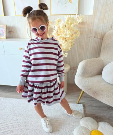 Bluza dziewczęca w pasy z kapturem Igomil
