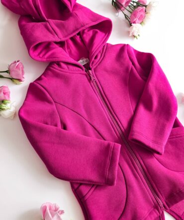 Bluza ocieplana rozpinana z kapturem malina Helen