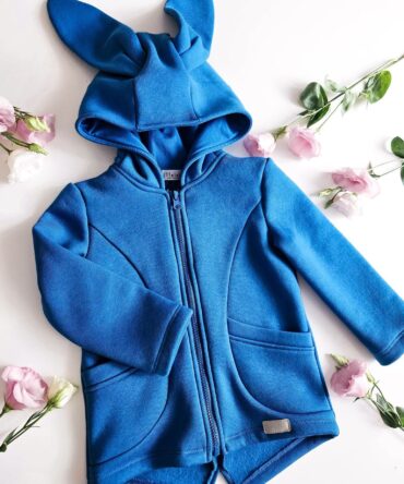 Bluza ocieplana rozpinana z kapturem niebieska Helen