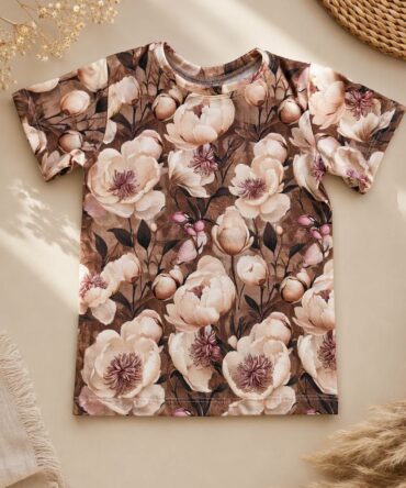 T-shirt brązowe kwiaty kolekcja limitowana Haydi