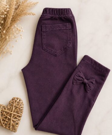 Legginsy bawełniane BURGUNG dla dziewczynki a la jeans