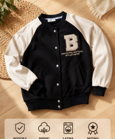 Bluza bejsbolówka chłopięca czarna Breeze